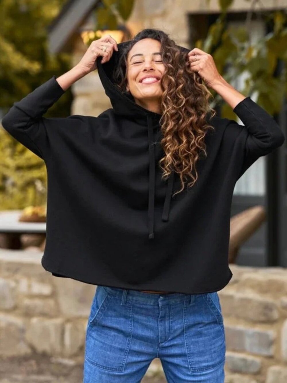 Frank & Eileen Black Hooded Kane Sweatshirt